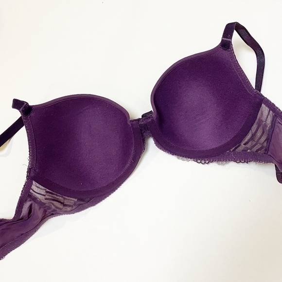Wacoal La Femme Contour Bra 36B underwire purple gold 853217 lace embroidered - Picture 6 of 10